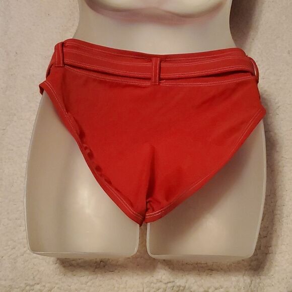 Solid Halter Neck Bikini Swim Top & Belted Logo Hipster Swim Bottom - Picture 4 of 9